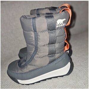 Sorel Kids' Charcoal and Tangerine Snow Boots